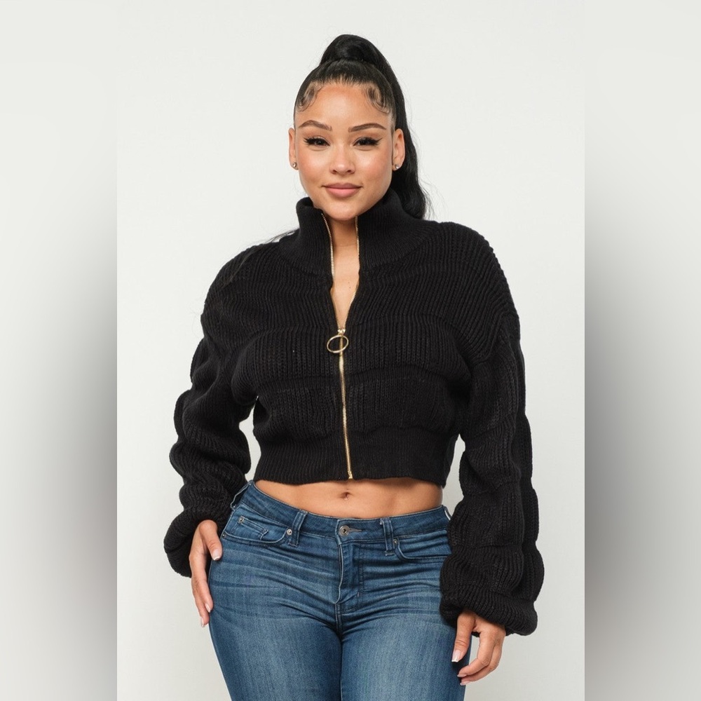 NWT MICHELIN ZIP UP SWEATER TOP, SIZE SMALL